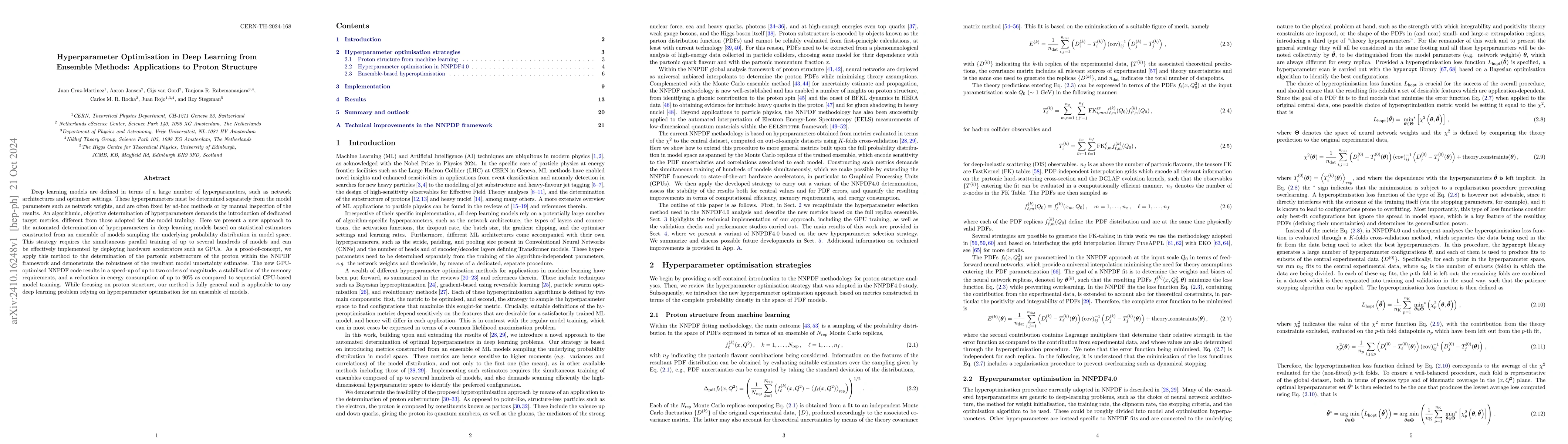 Thumbnail for Hyperparameter Optimisation in Deep Learning from Ensemble Methods:
  Applications to Proton Structure