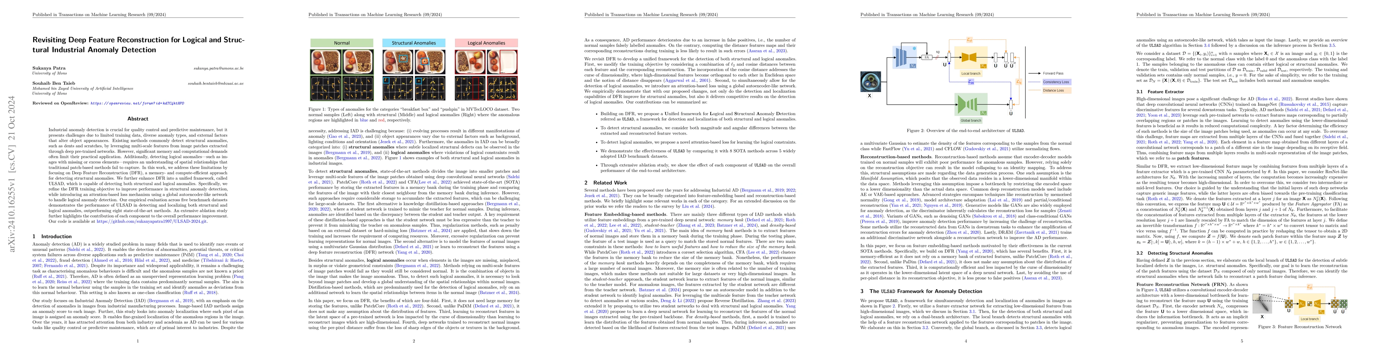 Thumbnail for Revisiting Deep Feature Reconstruction for Logical and Structural
  Industrial Anomaly Detection