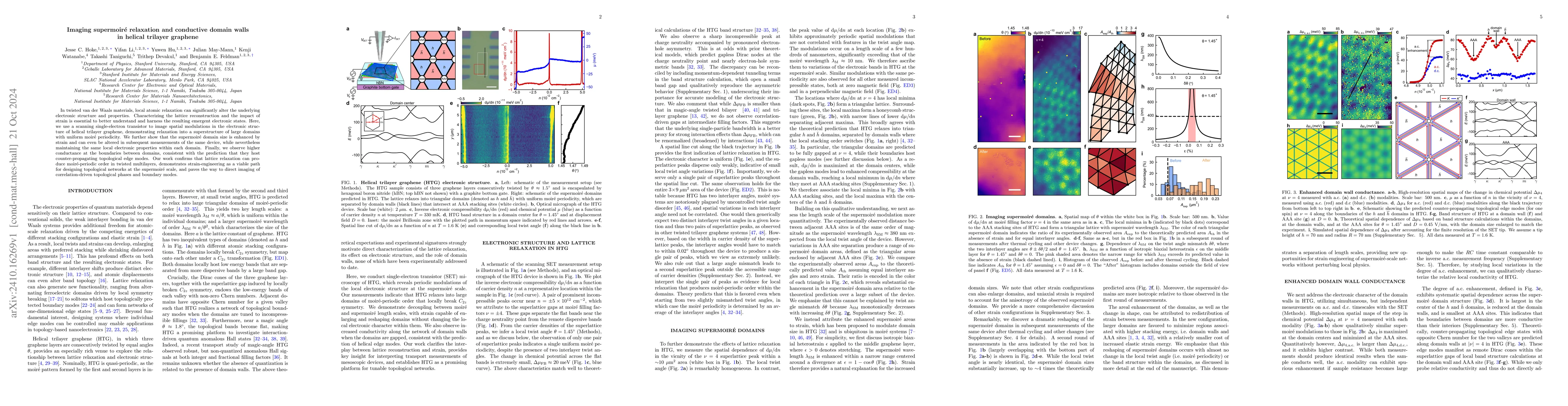 Thumbnail for Imaging supermoire relaxation and conductive domain walls in helical
  trilayer graphene
