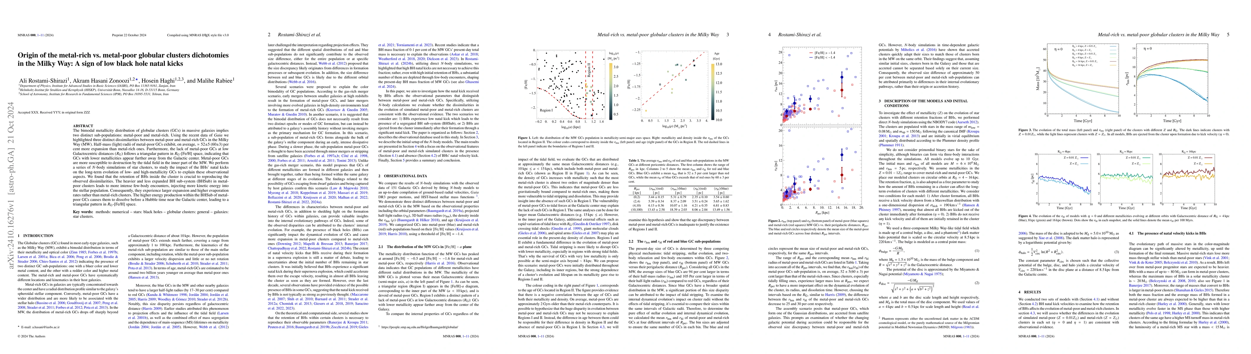 Thumbnail for Origin of the metal-rich vs. metal-poor globular clusters dichotomies in
  the Milky Way: A sign of low black hole natal kicks