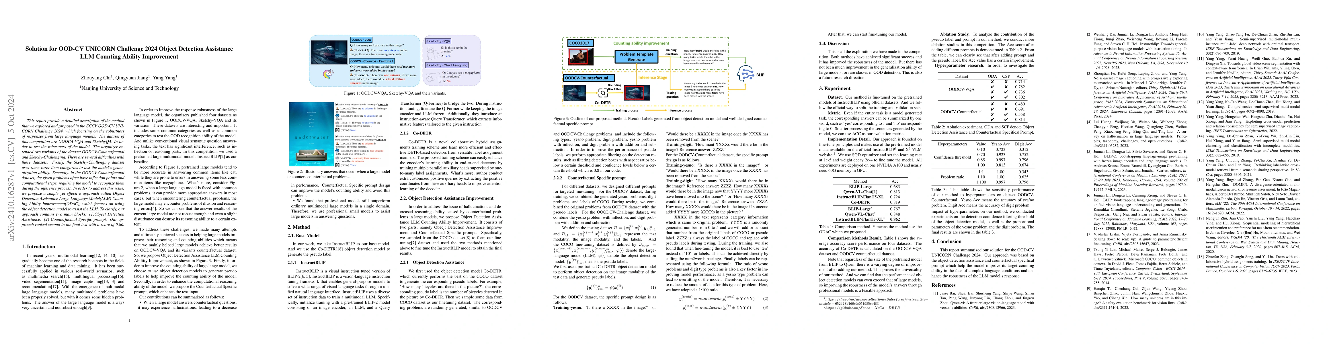 Thumbnail for Solution for OOD-CV UNICORN Challenge 2024 Object Detection Assistance
  LLM Counting Ability Improvement