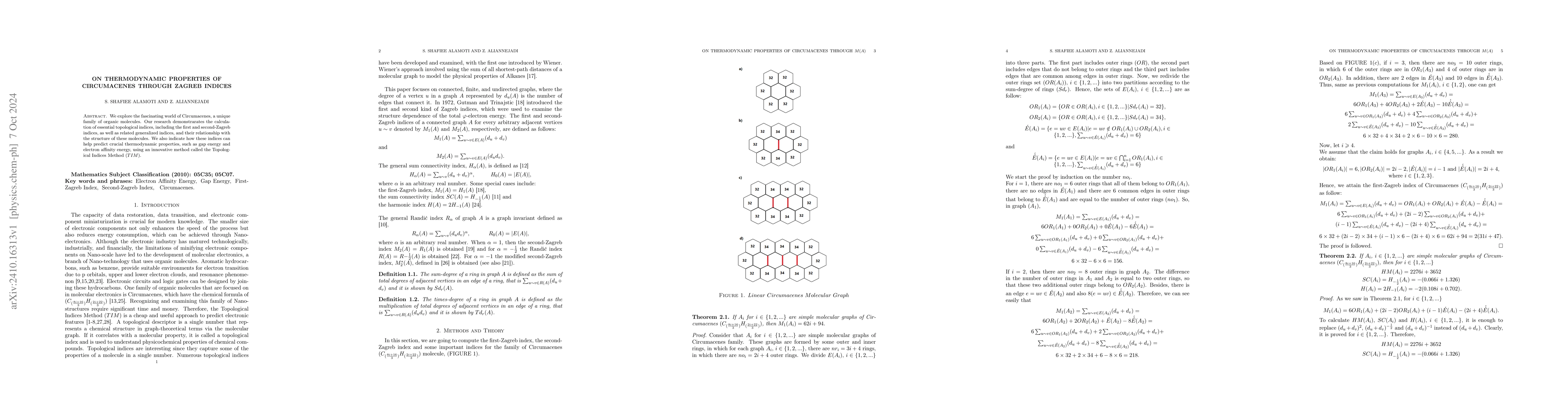 Thumbnail for On Thermodynamic Properties of Circumacenes Through Zagreb Indices