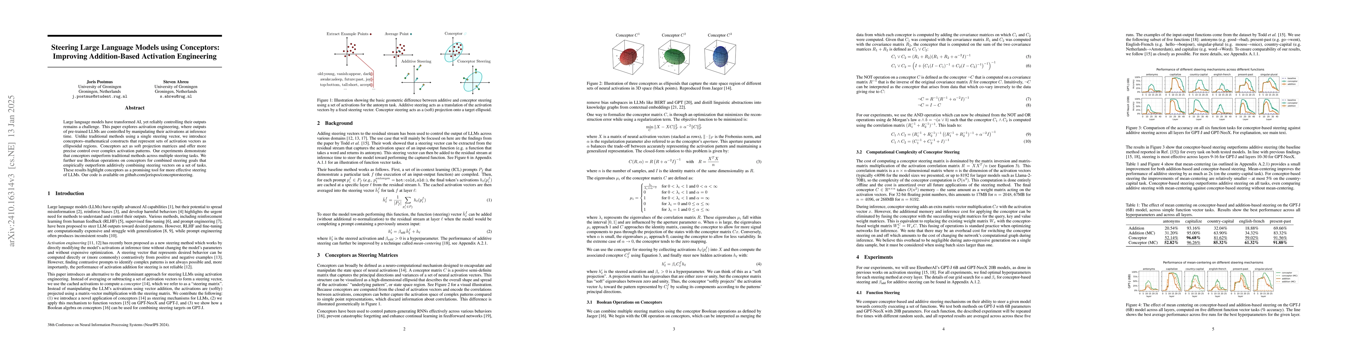 Thumbnail for Steering Large Language Models using Conceptors: Improving
  Addition-Based Activation Engineering
