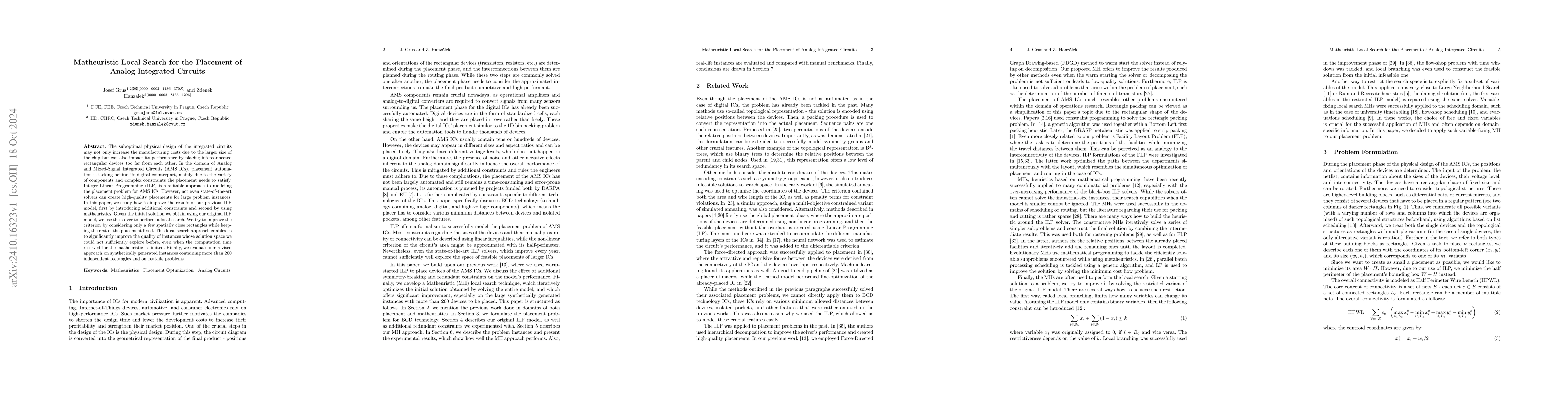 Thumbnail for Matheuristic Local Search for the Placement of Analog Integrated
  Circuits