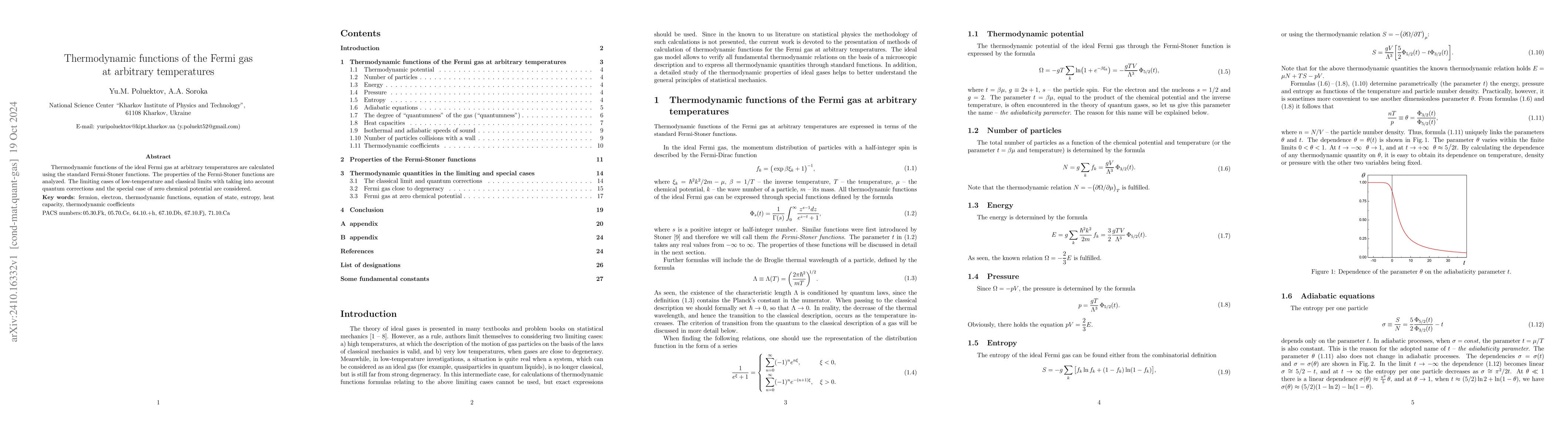 Thumbnail for Thermodynamic functions of the Fermi gas at arbitrary temperatures