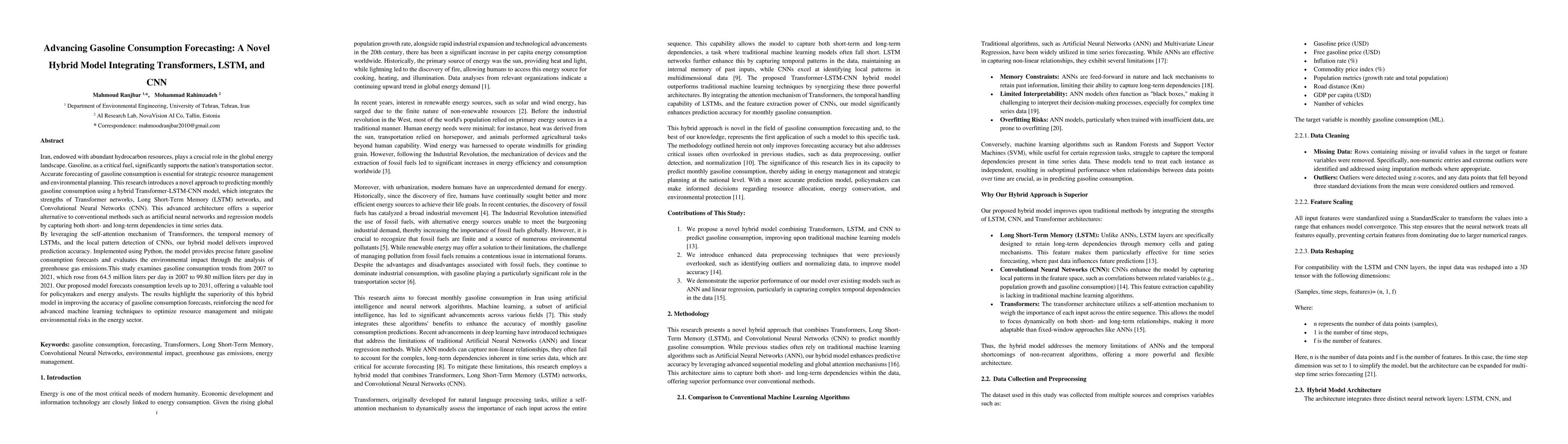 Thumbnail for Advancing Gasoline Consumption Forecasting: A Novel Hybrid Model
  Integrating Transformers, LSTM, and CNN