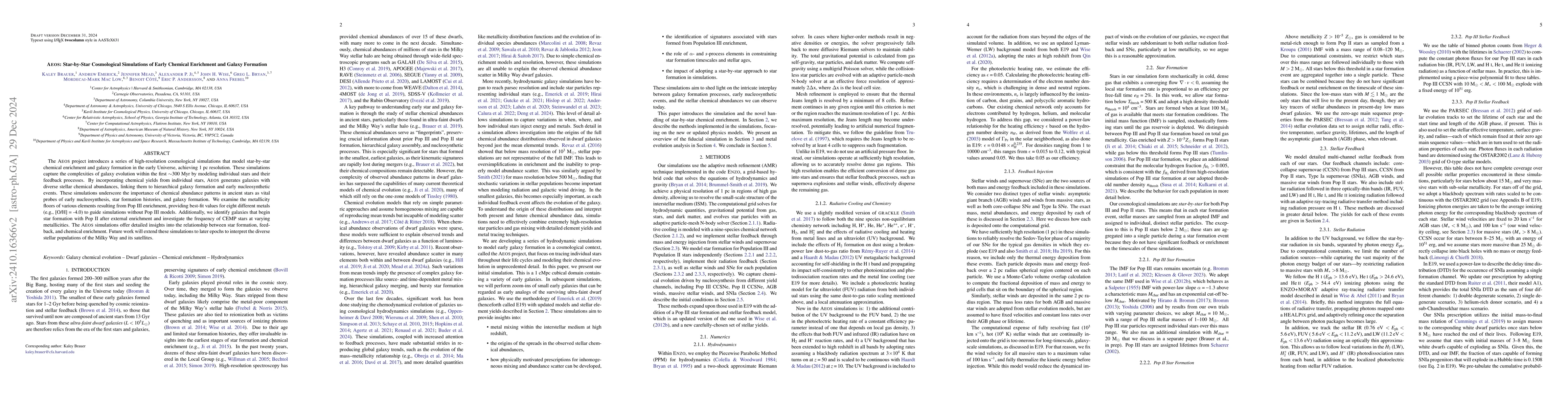 Thumbnail for AEOS: Star-by-Star Cosmological Simulations of Early Chemical Enrichment
  and Galaxy Formation