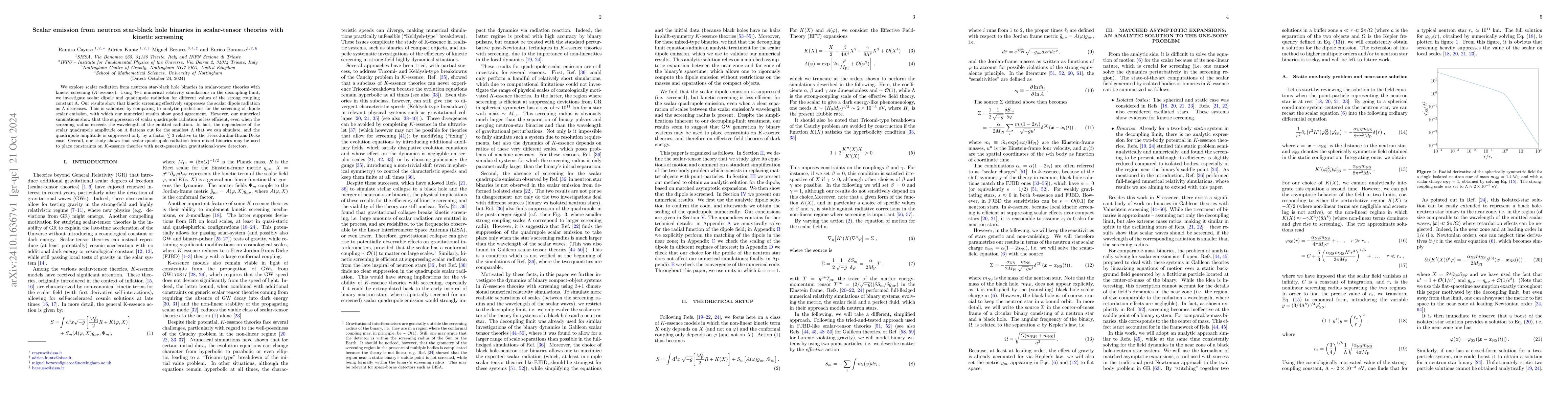 Thumbnail for Scalar emission from neutron star-black hole binaries in scalar-tensor
  theories with kinetic screening