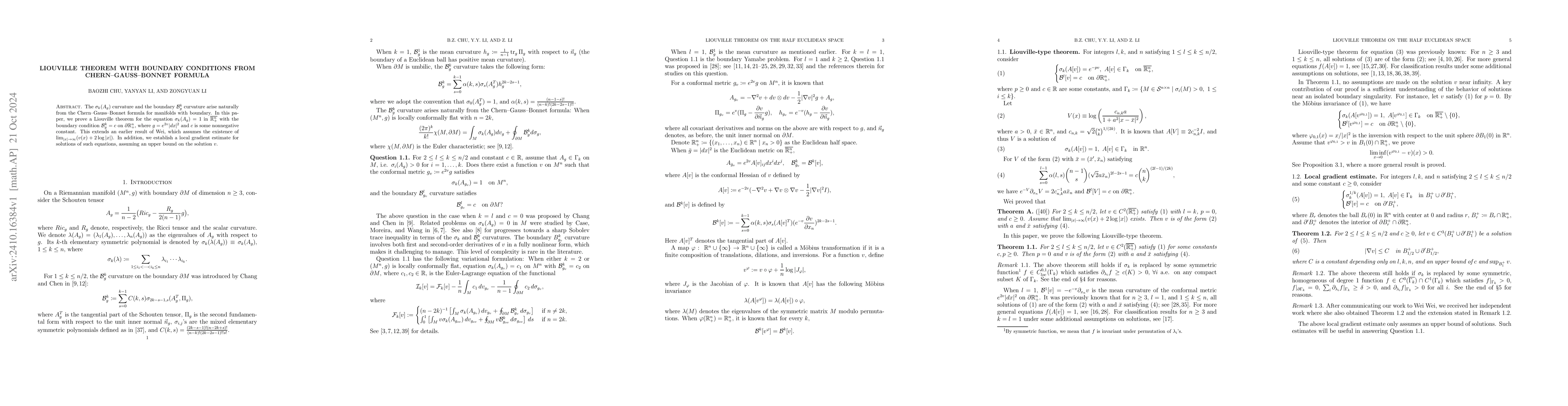 Thumbnail for Liouville Theorem with Boundary Conditions from Chern--Gauss--Bonnet
  Formula