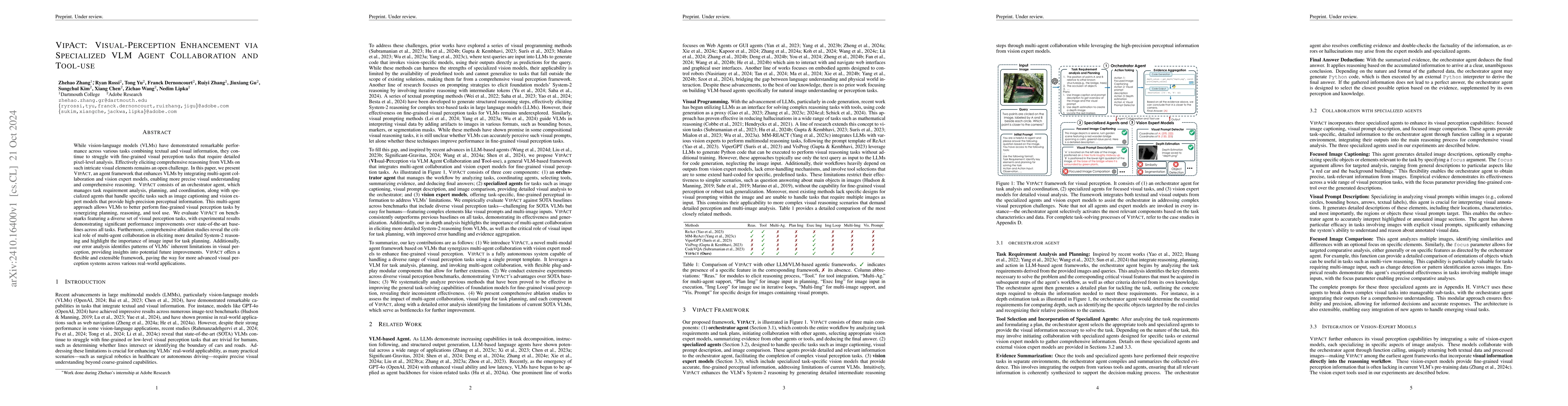 Thumbnail for VipAct: Visual-Perception Enhancement via Specialized VLM Agent
  Collaboration and Tool-use