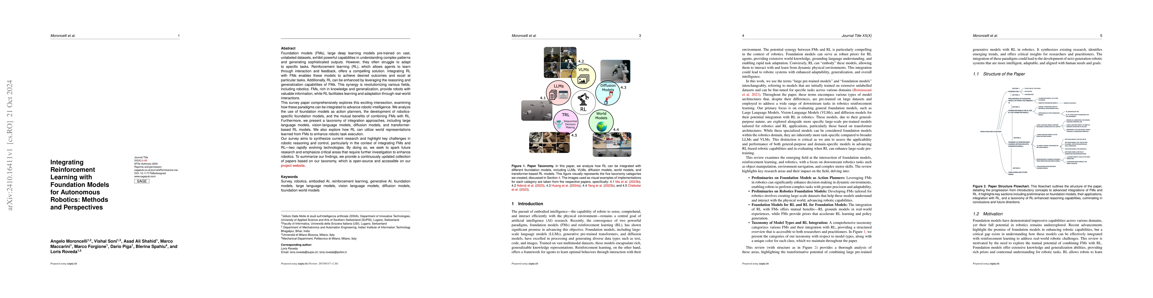 Thumbnail for Integrating Reinforcement Learning with Foundation Models for Autonomous
  Robotics: Methods and Perspectives