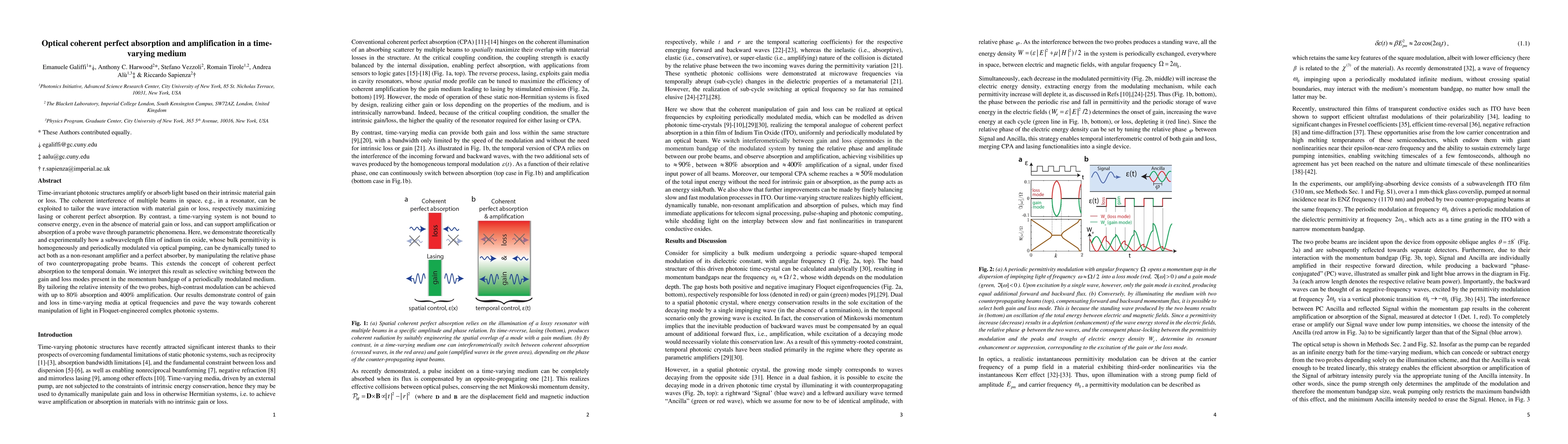 Thumbnail for Optical coherent perfect absorption and amplification in a time-varying
  medium