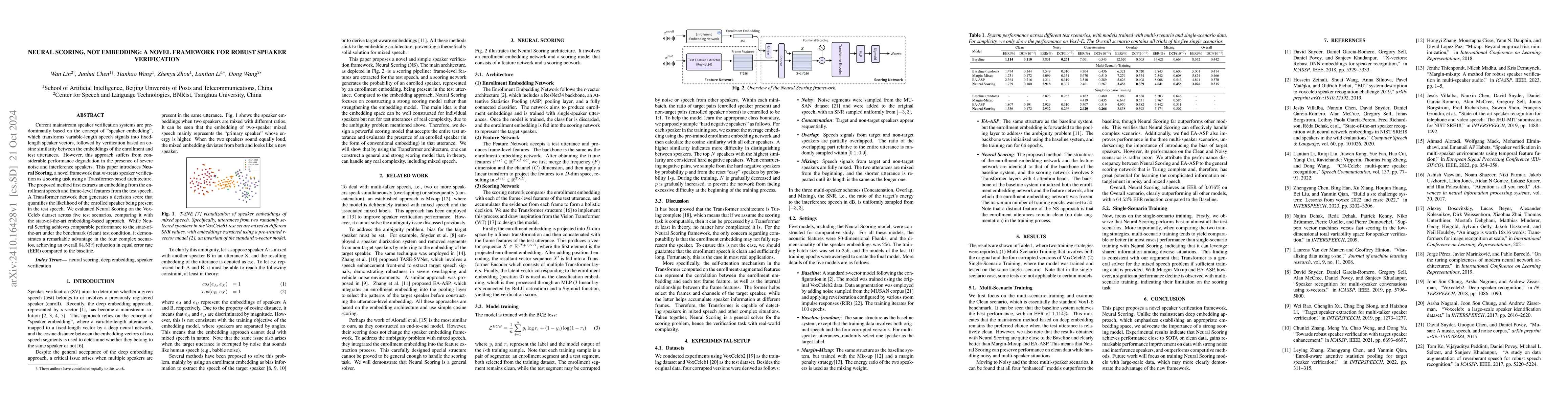 Thumbnail for Neural Scoring, Not Embedding: A Novel Framework for Robust Speaker
  Verification