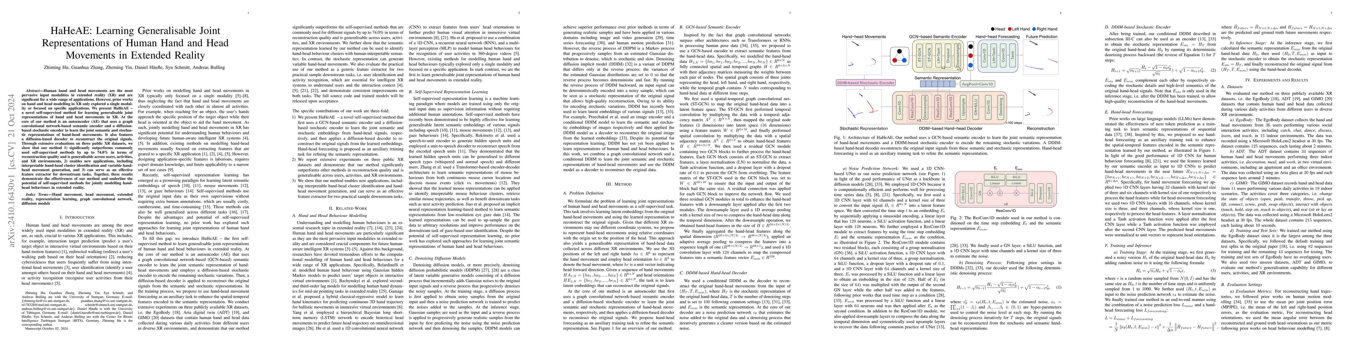 Thumbnail for HaHeAE: Learning Generalisable Joint Representations of Human Hand and
  Head Movements in Extended Reality
