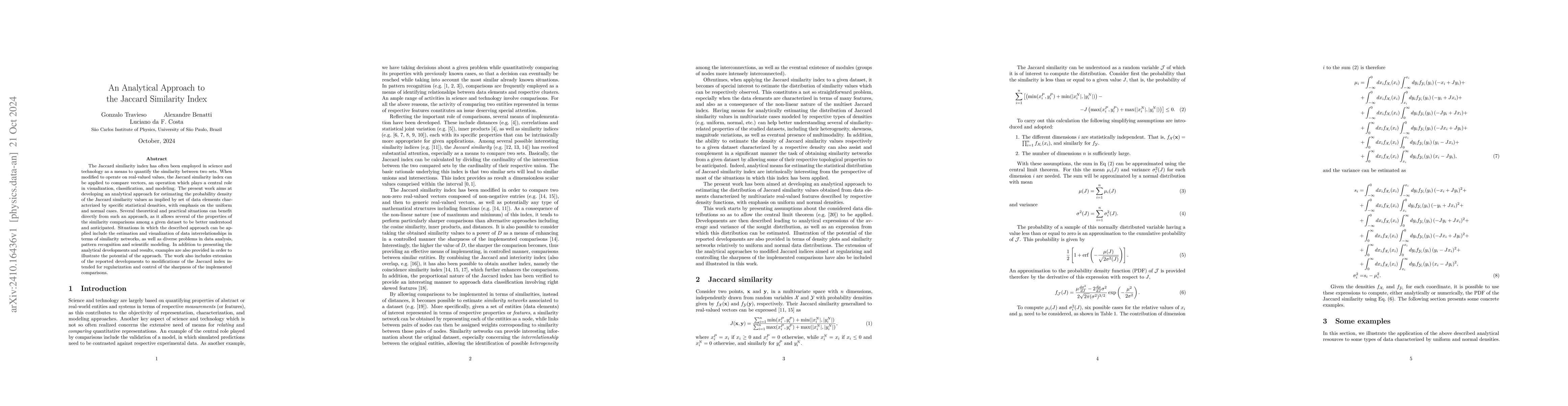Thumbnail for An Analytical Approach to the Jaccard Similarity Index