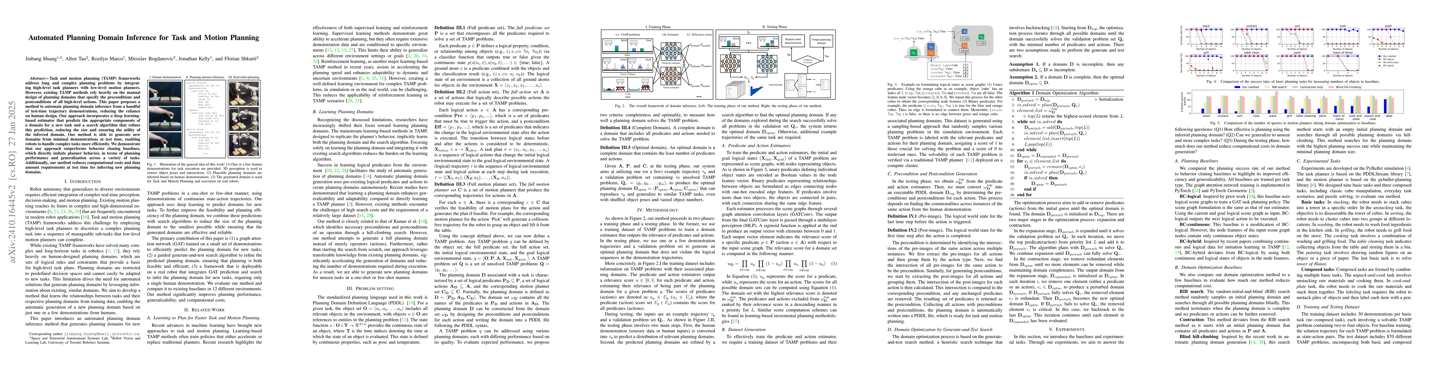 Thumbnail for Automated Planning Domain Inference for Task and Motion Planning