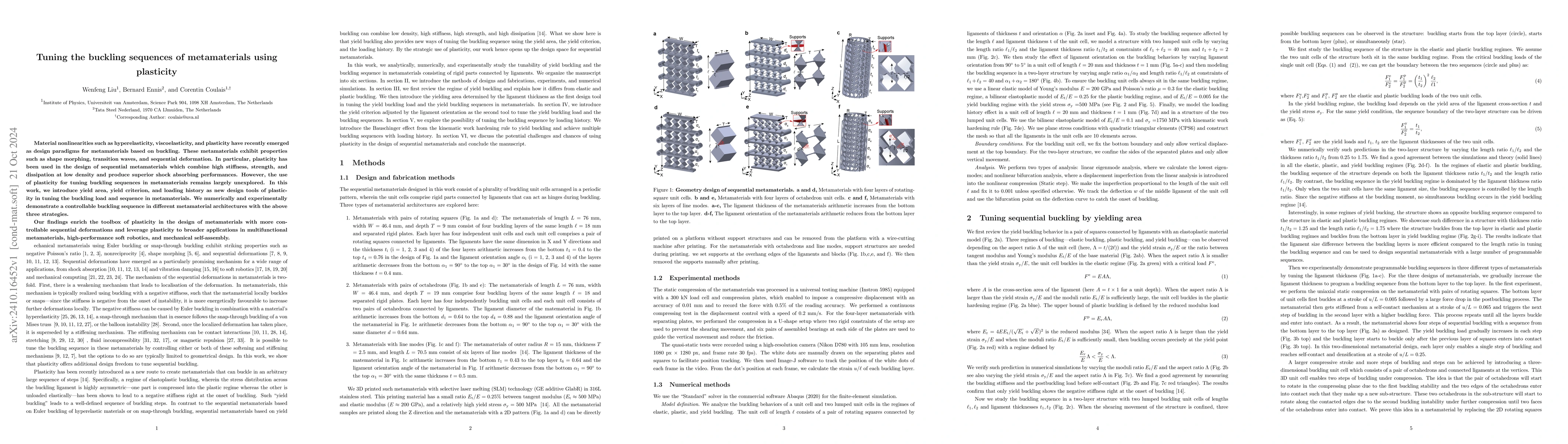 Thumbnail for Tuning the buckling sequences of metamaterials using plasticity