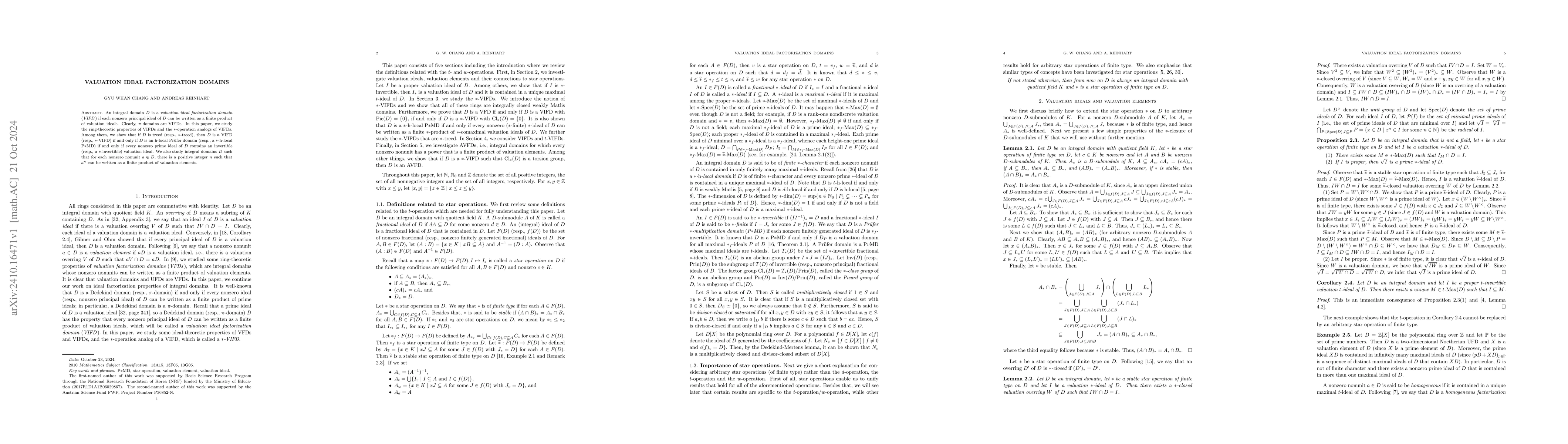 Thumbnail for Valuation Ideal Factorization Domains