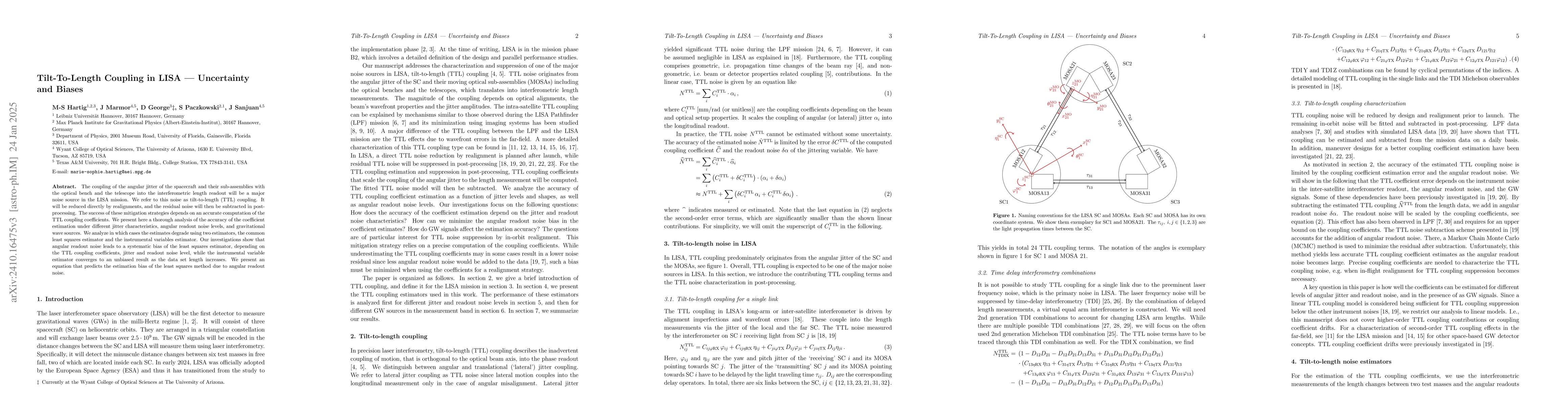 Thumbnail for Tilt-To-Length Coupling in LISA -- Uncertainty and Biases