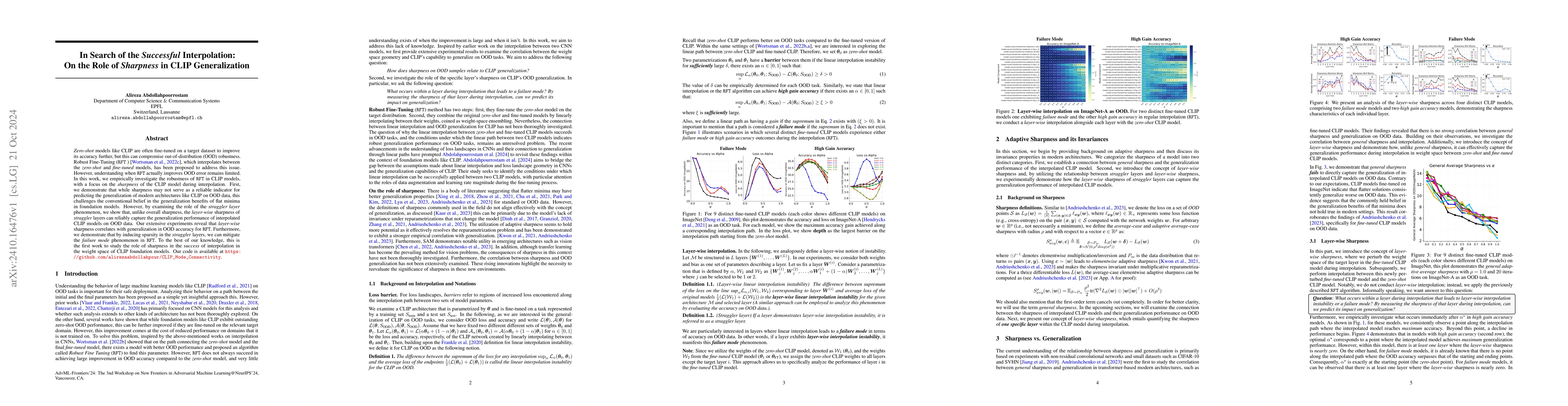 Thumbnail for In Search of the Successful Interpolation: On the Role of Sharpness in
  CLIP Generalization