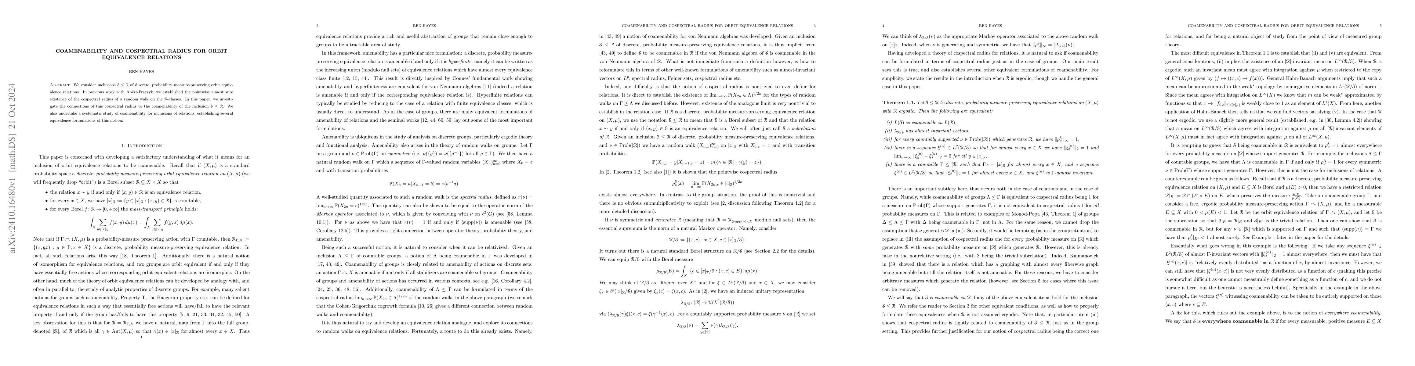 Thumbnail for Coamenability and cospectral radius for orbit equivalence relations