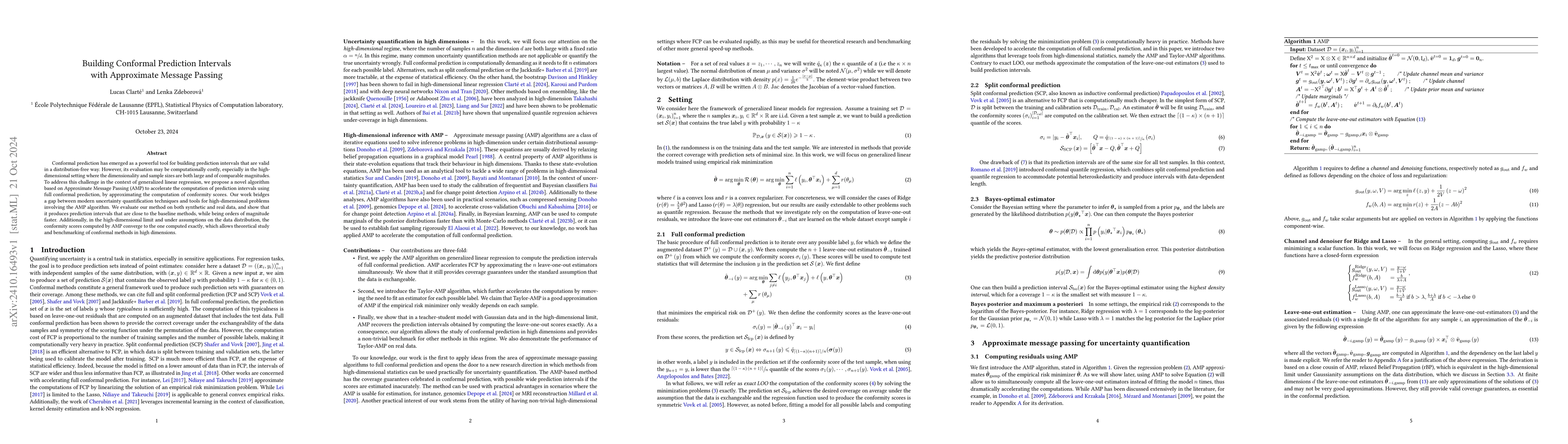 Thumbnail for Building Conformal Prediction Intervals with Approximate Message Passing