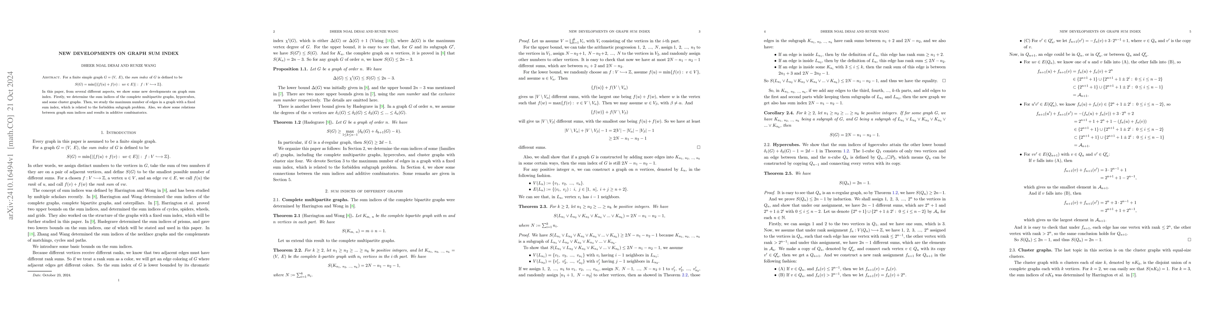 Thumbnail for New developments on graph sum index