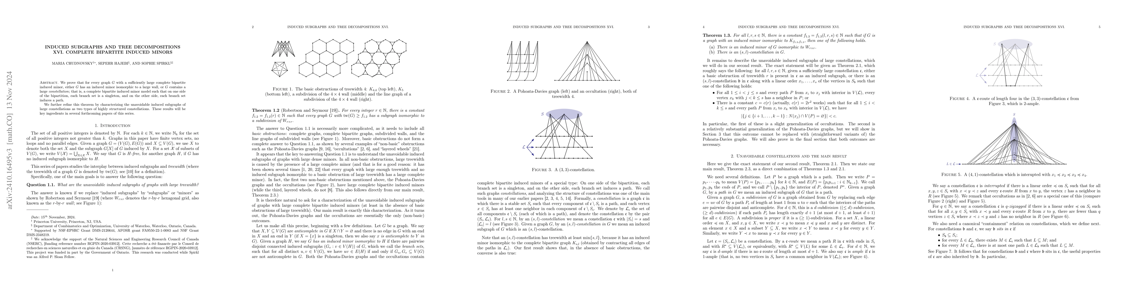 Thumbnail for Induced subgraphs and tree decompositions XVI. Complete bipartite
  induced minors