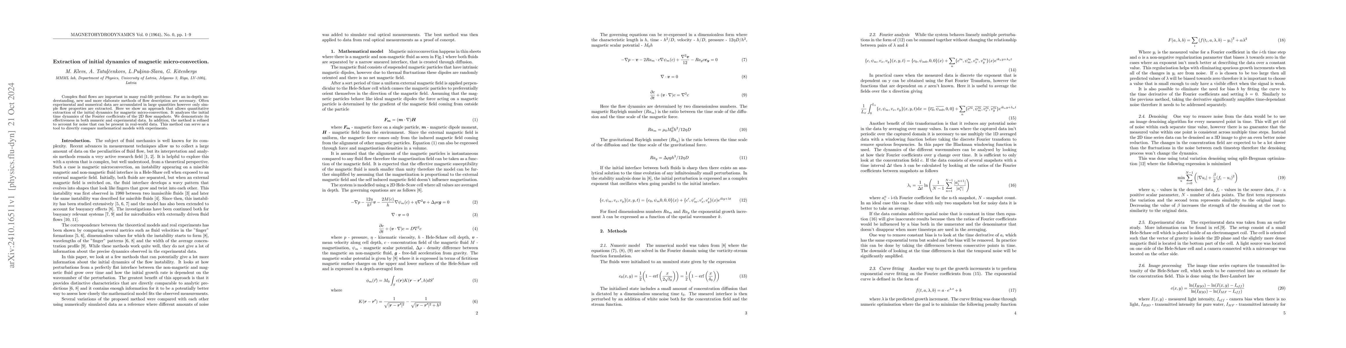 Thumbnail for Extraction of initial dynamics of magnetic micro-convection