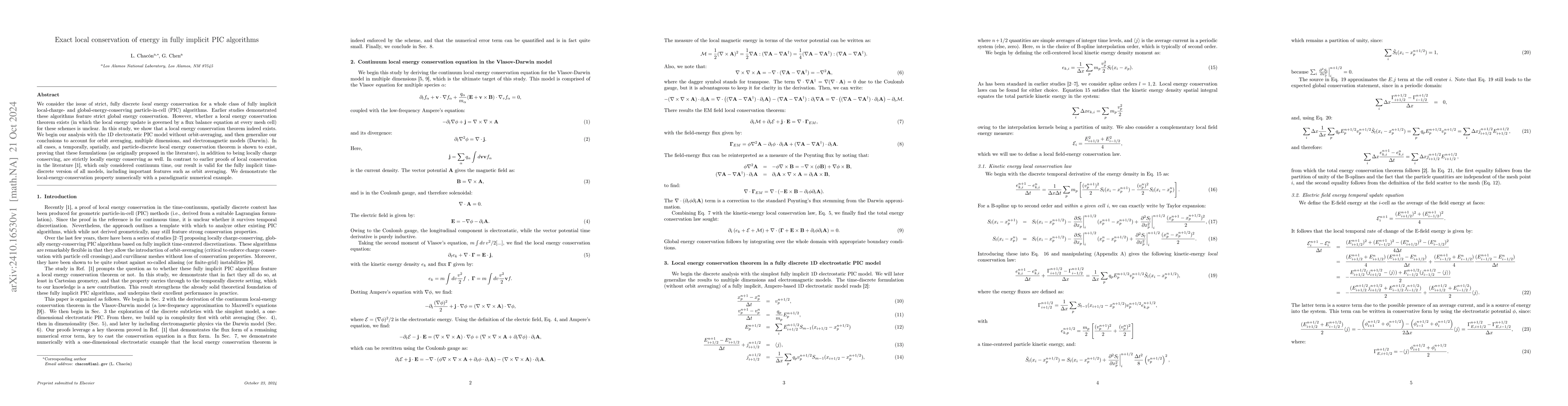 Thumbnail for Exact local conservation of energy in fully implicit PIC algorithms