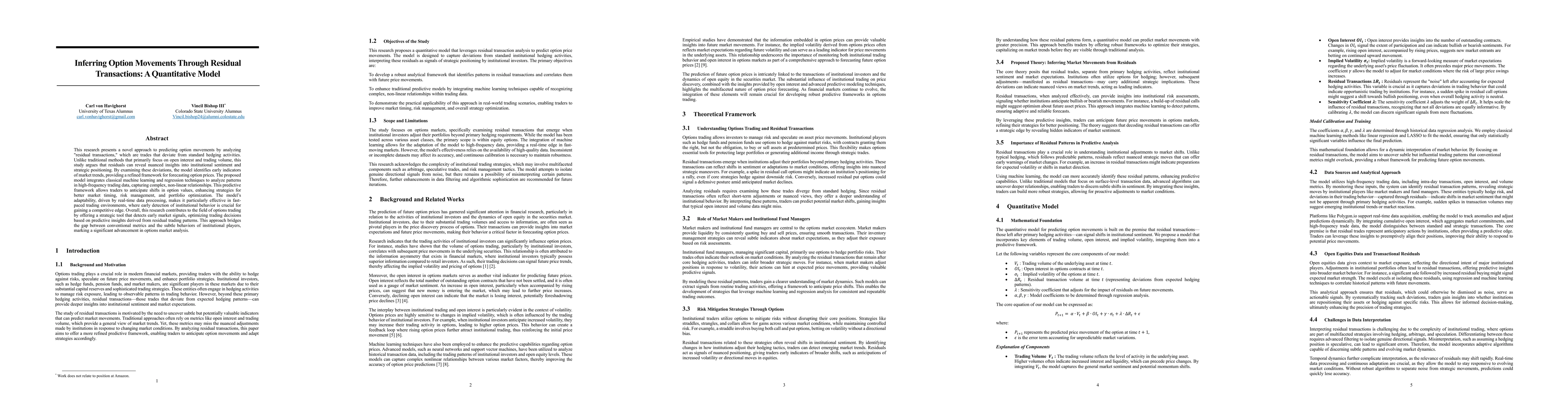 Thumbnail for Inferring Option Movements Through Residual Transactions: A Quantitative
  Model