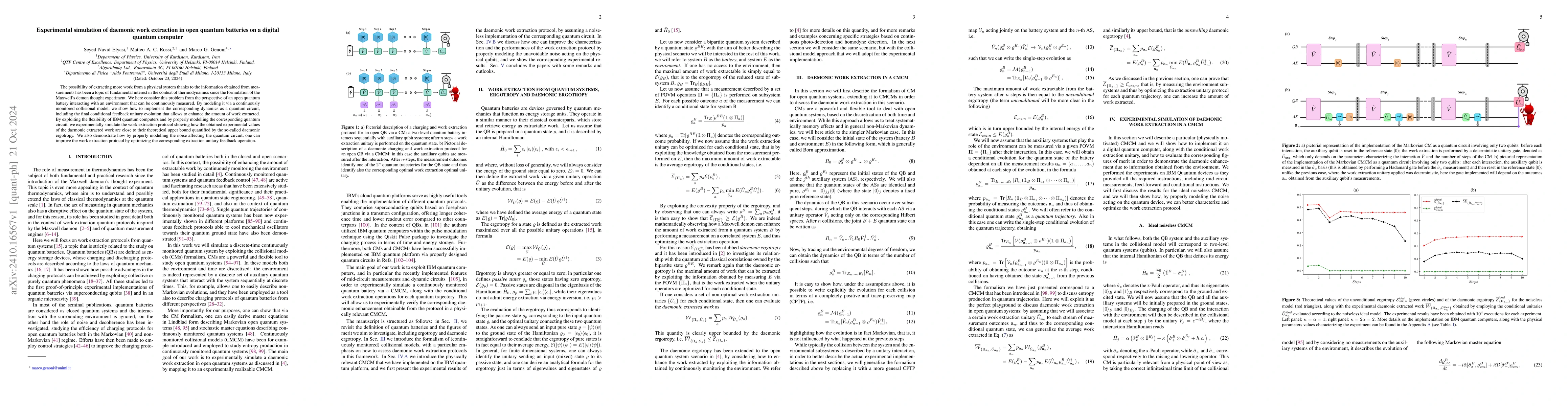 Thumbnail for Experimental simulation of daemonic work extraction in open quantum
  batteries on a digital quantum computer