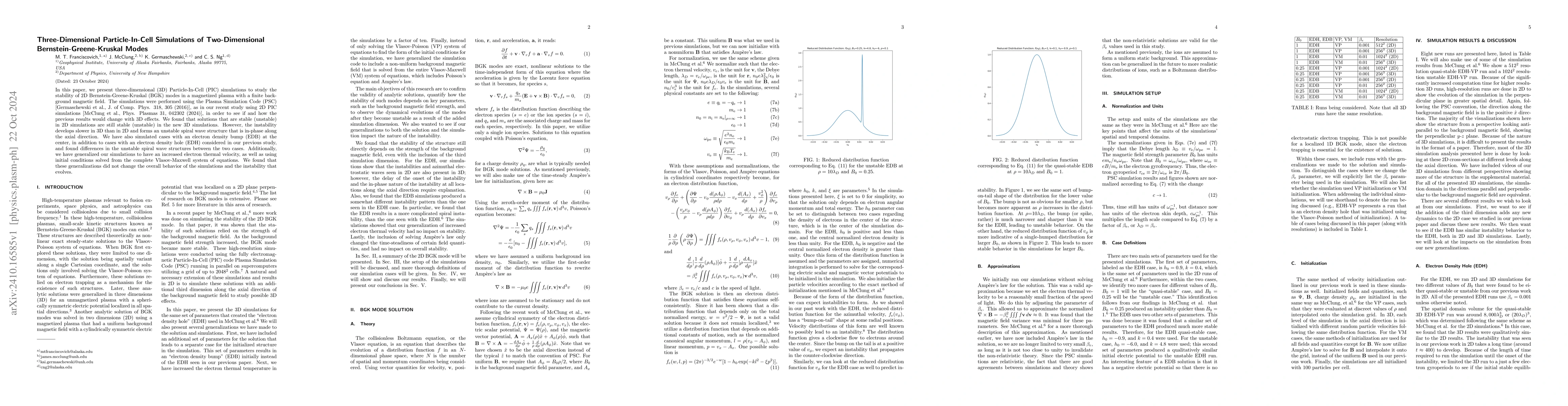 Thumbnail for Three-Dimensional Particle-In-Cell Simulations of Two-Dimensional
  Bernstein-Greene-Kruskal Modes