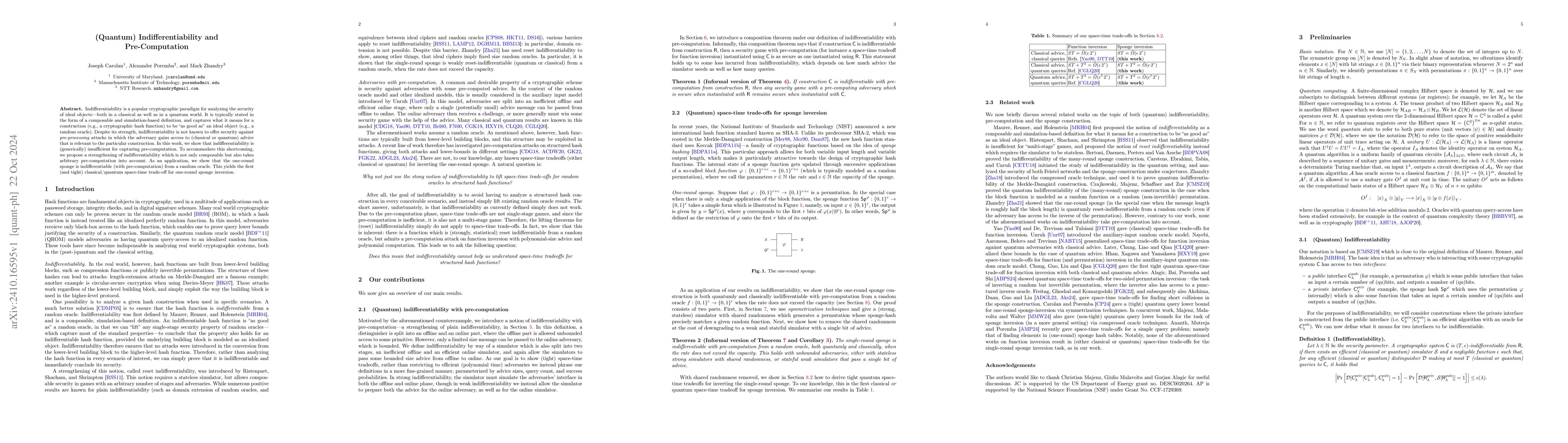 Thumbnail for (Quantum) Indifferentiability and Pre-Computation
