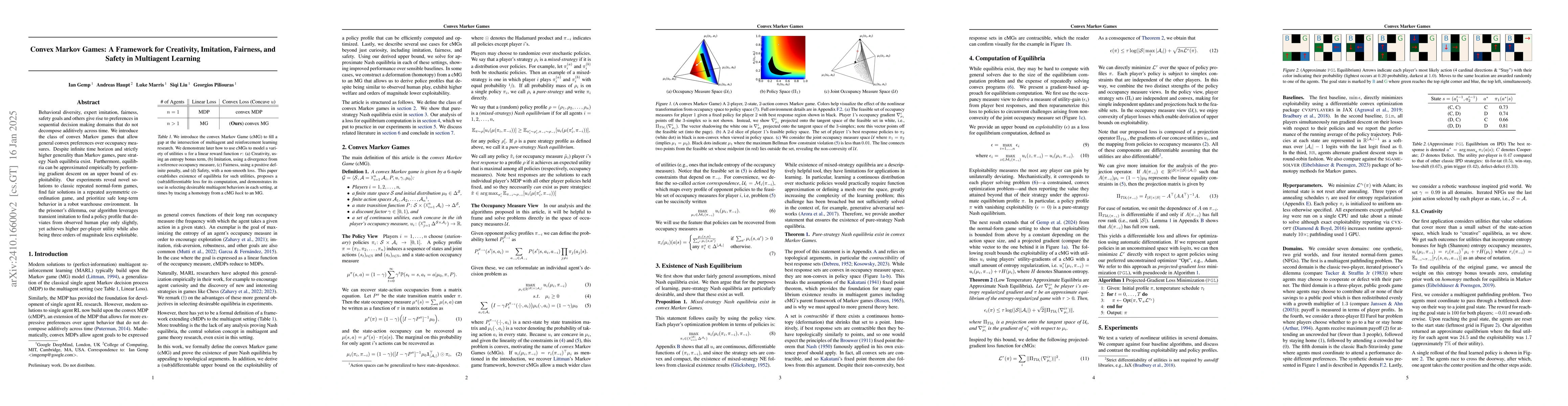 Thumbnail for Convex Markov Games: A Framework for Fairness, Imitation, and Creativity
  in Multi-Agent Learning
