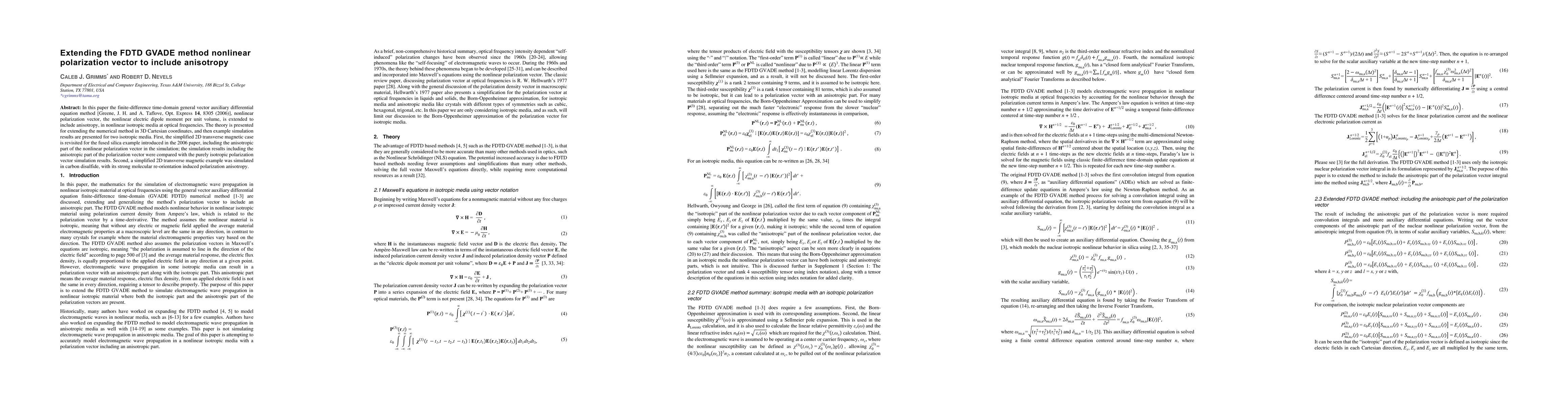 Thumbnail for Extending the FDTD GVADE method nonlinear polarization vector to include
  anisotropy