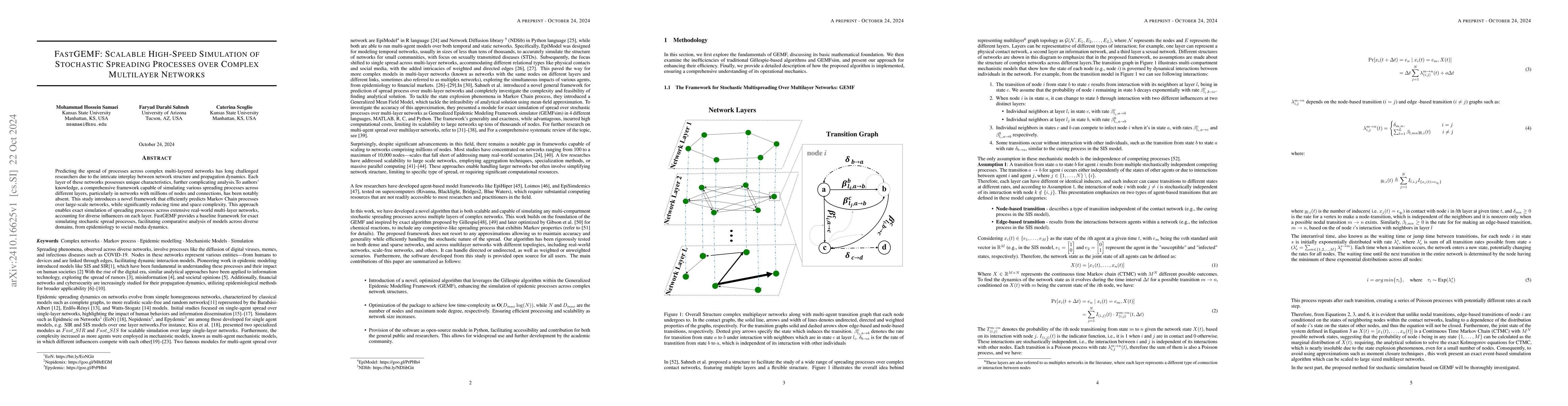 Thumbnail for FastGEMF: Scalable High-Speed Simulation of Stochastic Spreading
  Processes over Complex Multilayer Networks