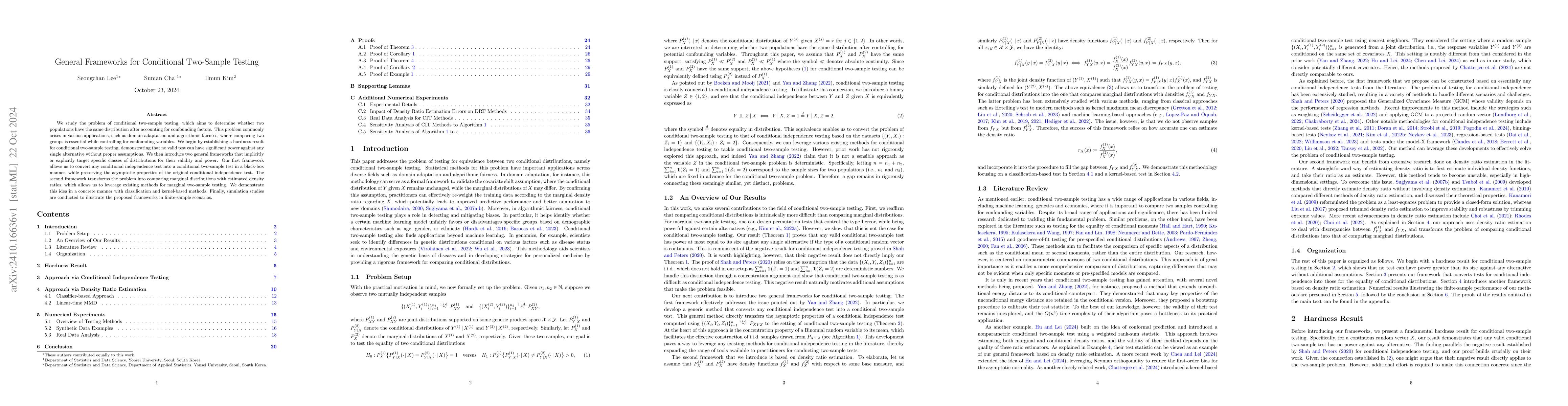 Thumbnail for General Frameworks for Conditional Two-Sample Testing