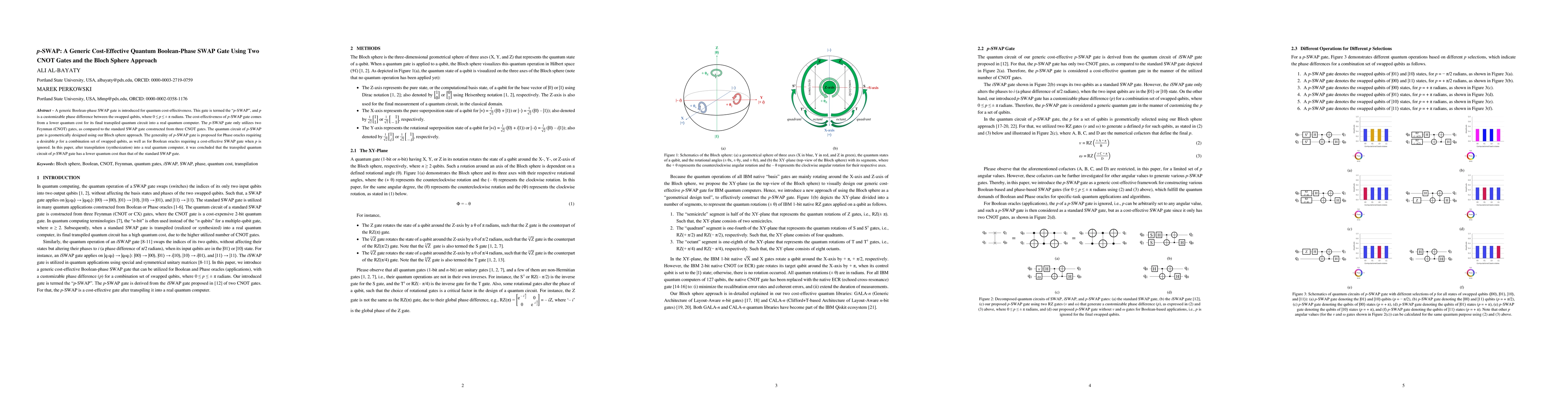 Thumbnail for p-SWAP: A Generic Cost-Effective Quantum Boolean-Phase SWAP Gate Using
  Two CNOT Gates and the Bloch Sphere Approach