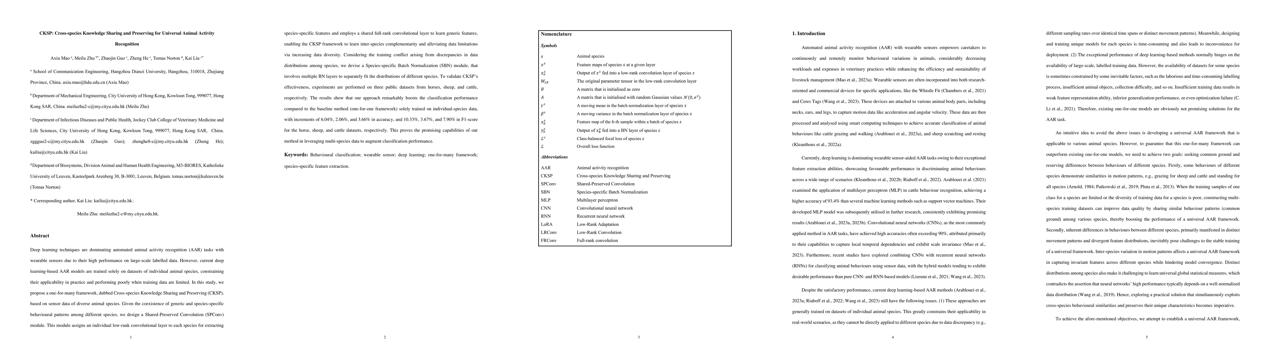 Thumbnail for CKSP: Cross-species Knowledge Sharing and Preserving for Universal
  Animal Activity Recognition