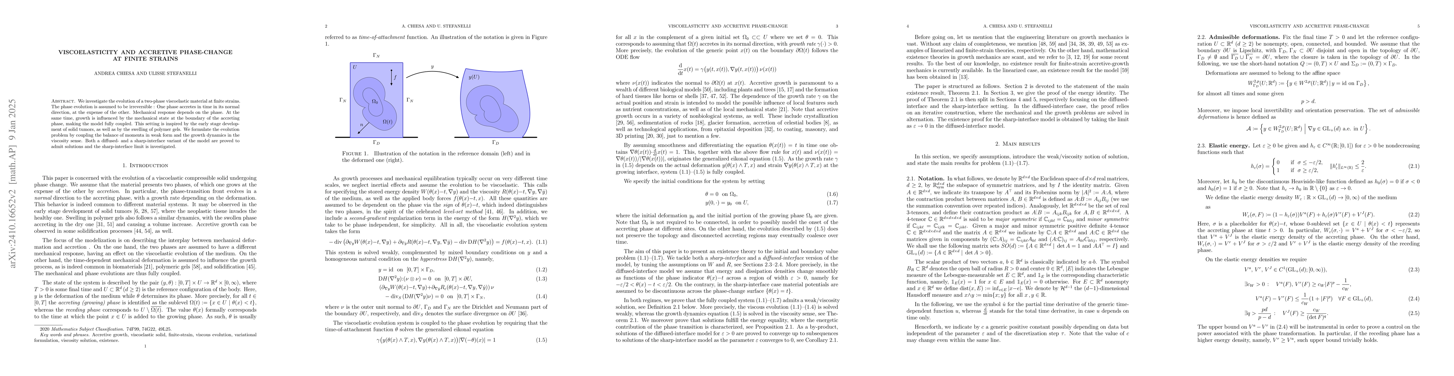 Thumbnail for Quasistatic evolution and accretive phase-change in finite-strain
  viscoelastic solids