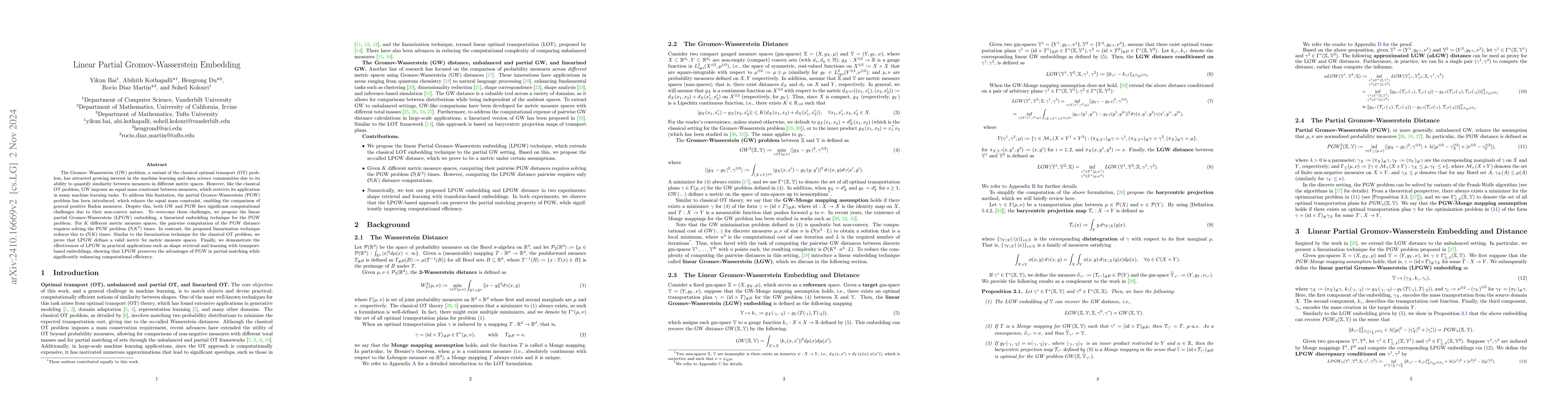 Thumbnail for Linear Partial Gromov-Wasserstein Embedding