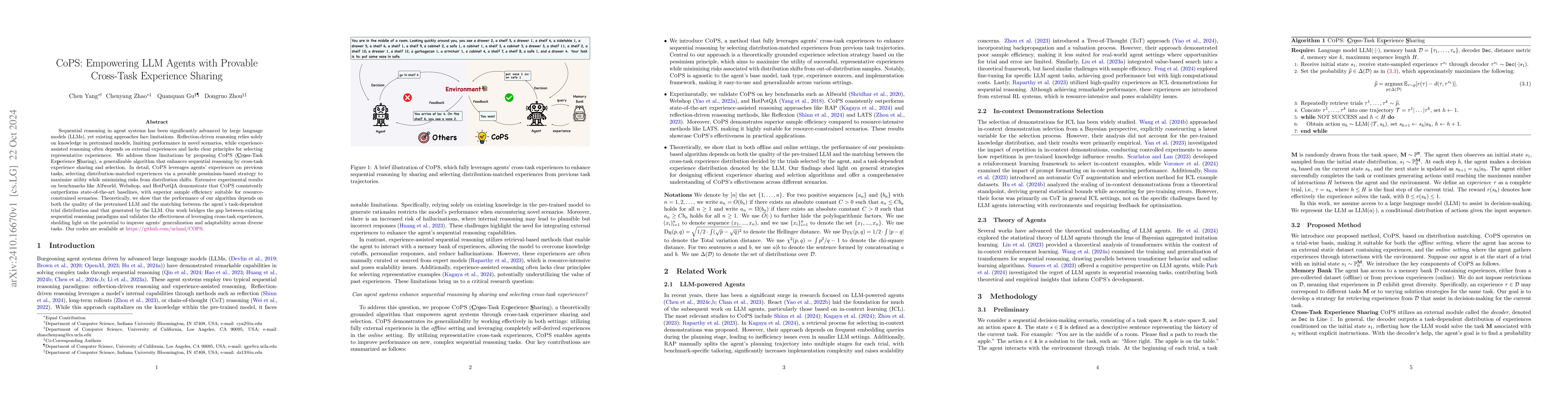 Thumbnail for CoPS: Empowering LLM Agents with Provable Cross-Task Experience Sharing