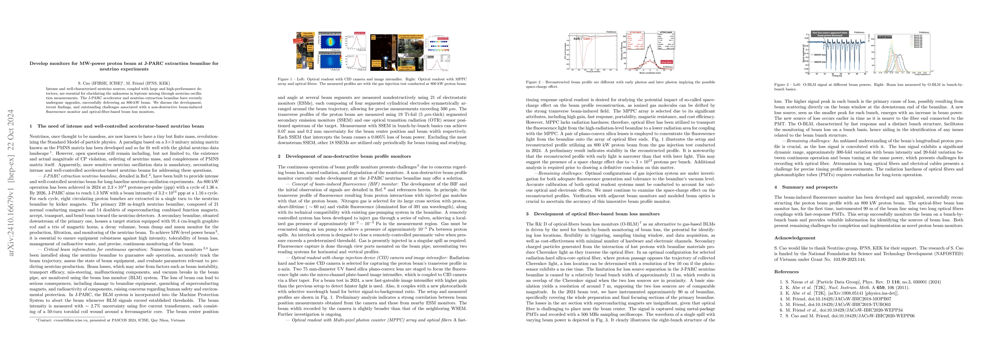 Thumbnail for Develop monitors for MW-power proton beam at J-PARC extraction beamline
  for neutrino experiments