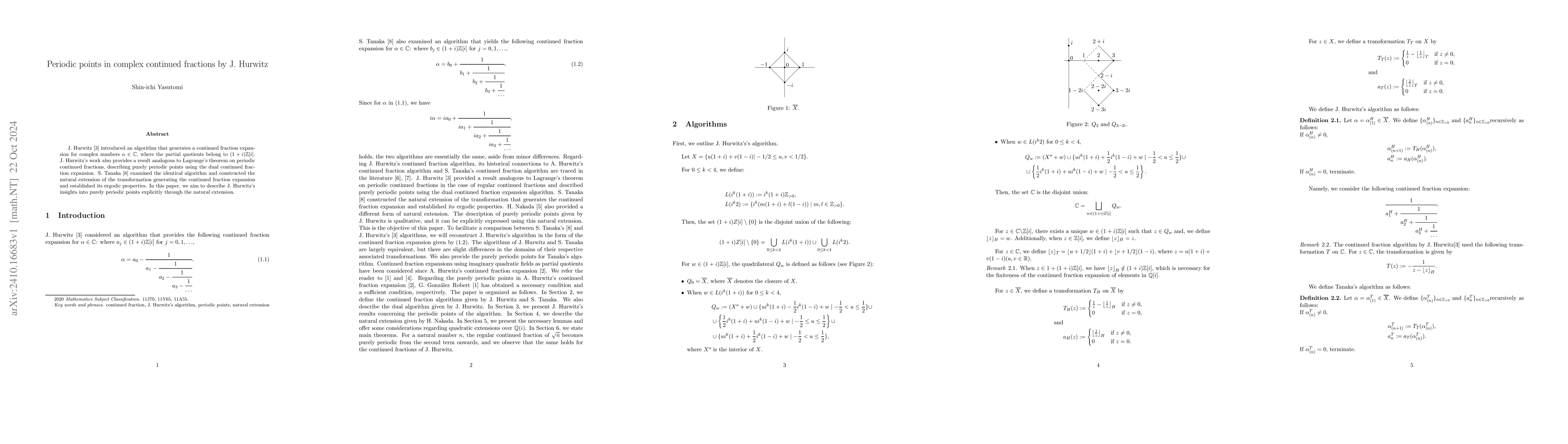 Thumbnail for Periodic points in complex continued fractions by J. Hurwitz