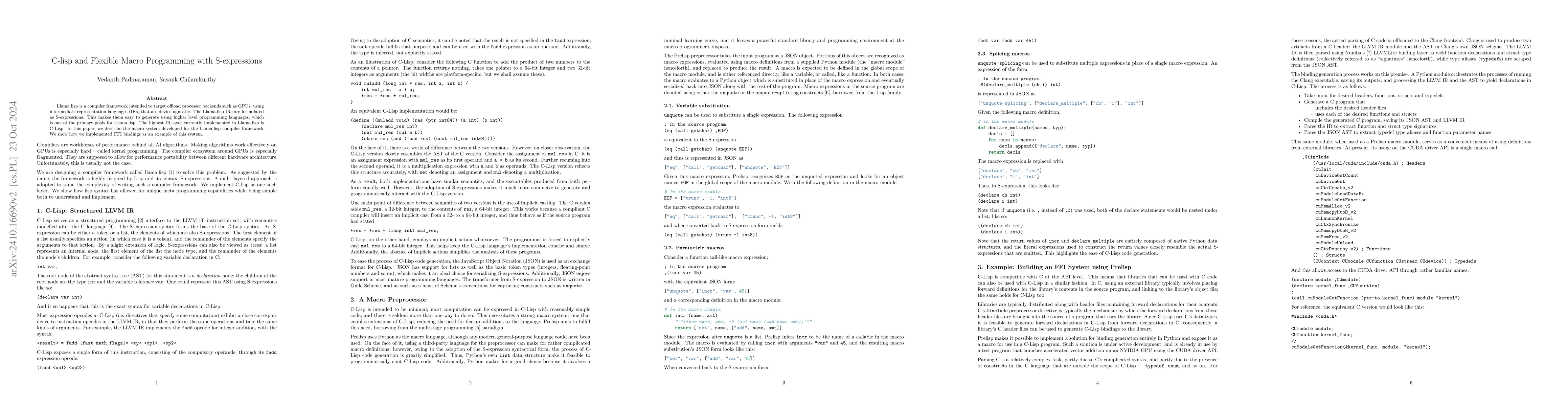 Thumbnail for C-lisp and Flexible Macro Programming with S-expressions