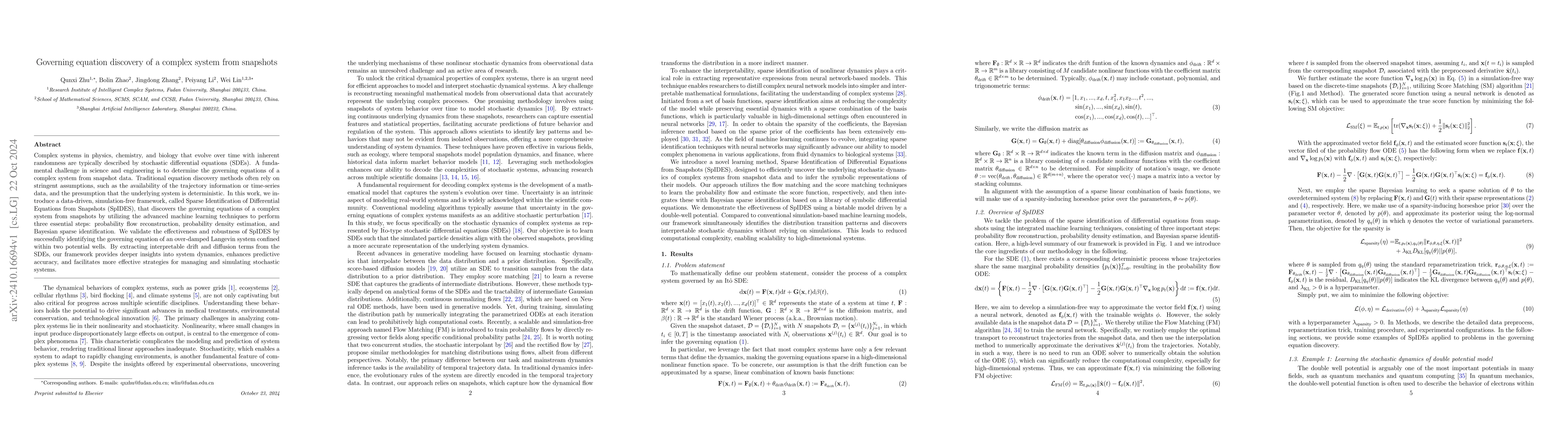 Thumbnail for Governing equation discovery of a complex system from snapshots