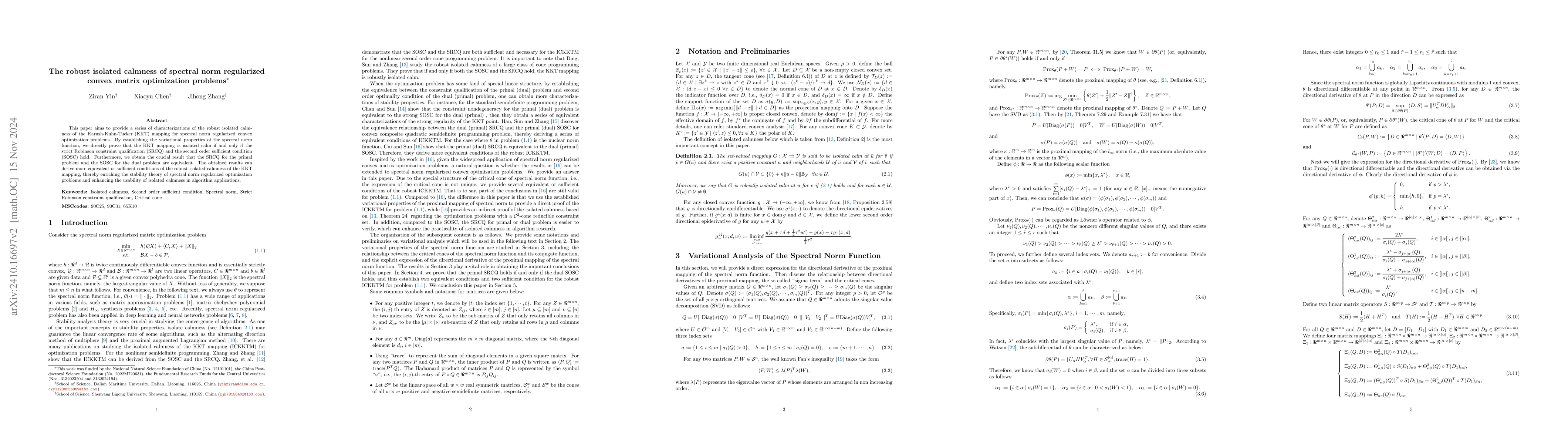 Thumbnail for The robust isolated calmness of spectral norm regularized convex matrix
  optimization problems