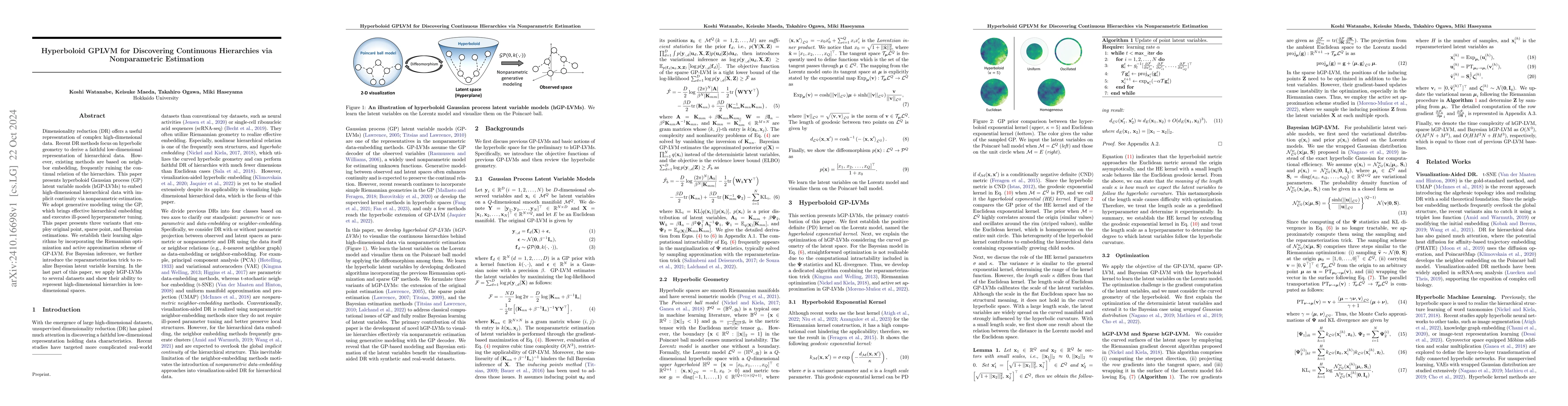 Thumbnail for Hyperboloid GPLVM for Discovering Continuous Hierarchies via
  Nonparametric Estimation