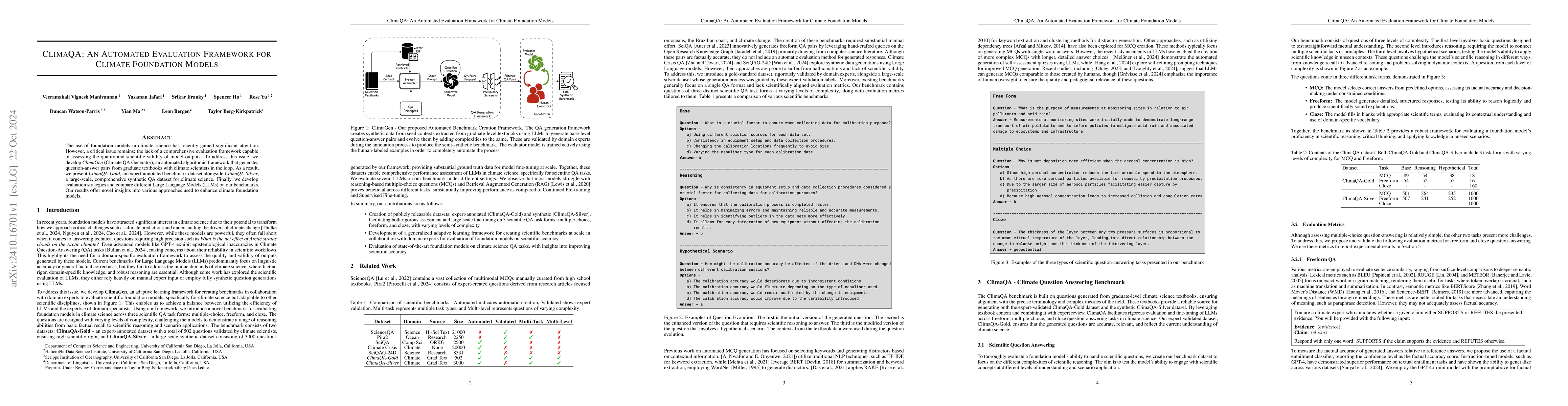 Thumbnail for ClimaQA: An Automated Evaluation Framework for Climate Foundation Models